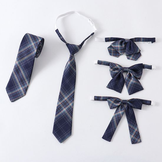(대여) 네이비 체크무늬 여자 넥타이 5종 교복 학생복