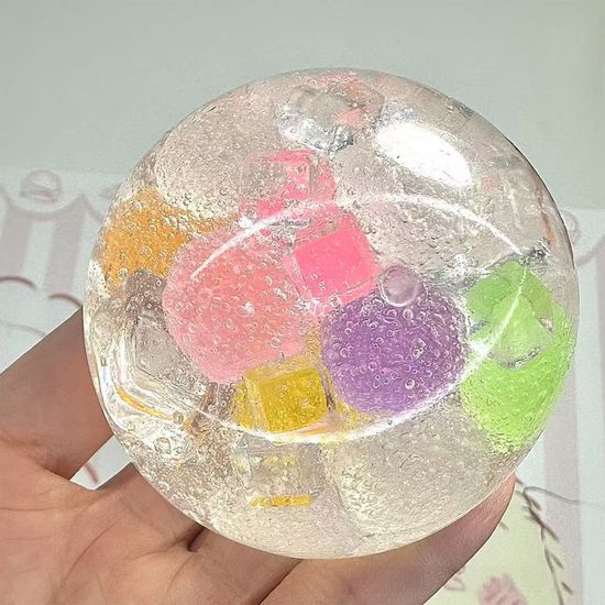 컬러볼 큐브 슬라임 말랑이 공 pvc백 스퀴시 피젯토이
