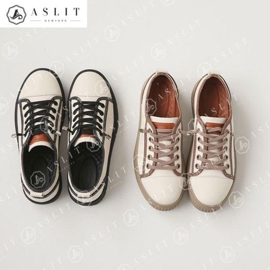 [애슬릿]베이지 가죽 플랫폼 단화 발 편한 스니커즈