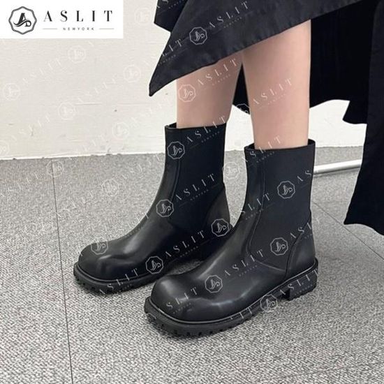 [애슬릿]스퀘어 토 여성 첼시 워커 겨울 부츠