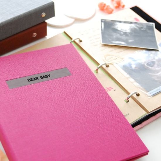 프리미엄 이니셜 임신초음파앨범/태교앨범-핫핑크