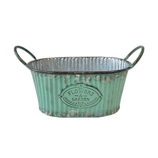 러스트 민트 양철 타원 바스켓