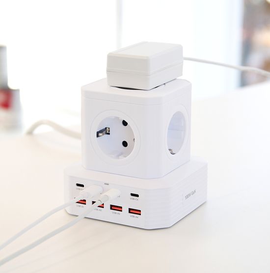 고용량 100W 초고속 PD충전기 큐브멀티탭 콘센트 2M