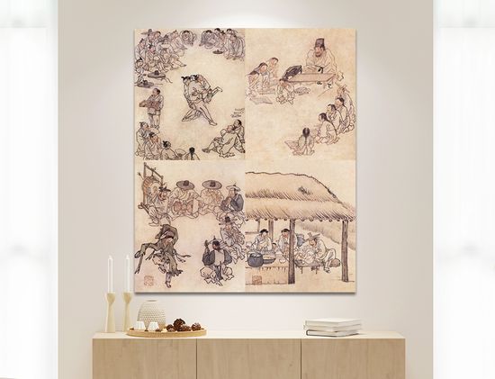 김홍도 그림 민화 씨름 서당 풍수 거실 인테리어 액자