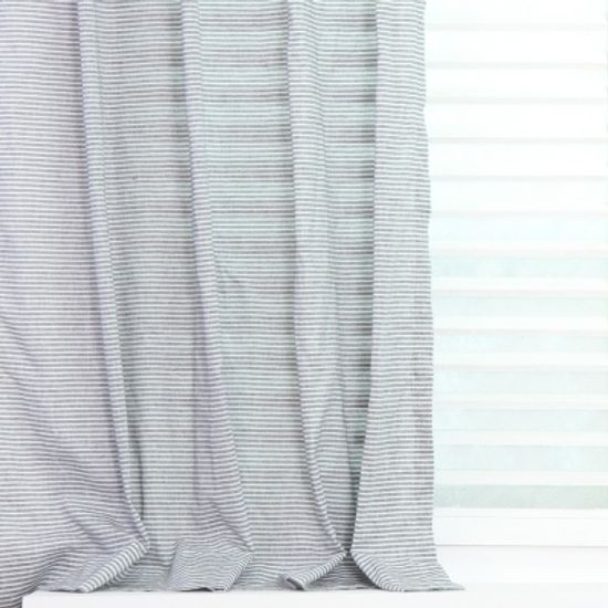 그레이 스트라이프 면린넨 데코커튼