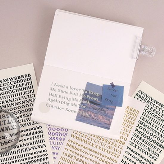 세리프 6mm 알파벳 숫자 스티커 12가지 컬러 세트