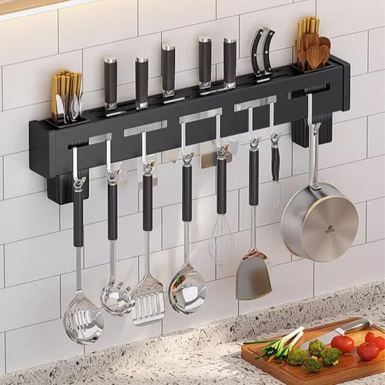 무타공 스텐 주방 선반 조리도구 수납 50cm 블랙 L981