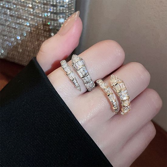 힙한 뱀 스네이트 큐빅 반지 써지컬 재물 행운 우정링