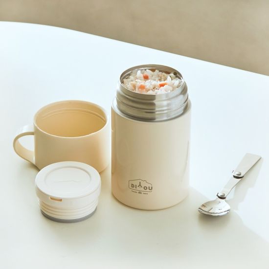 디유 스텐 600ml 보온보냉 도시락통 죽통(스푼포함)