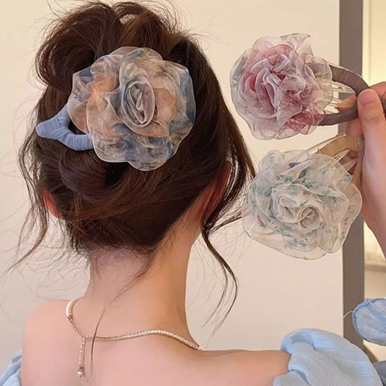 예쁜 로즈 장미 꽃 레이스 대왕 집게 머리 핀 헤어 삔