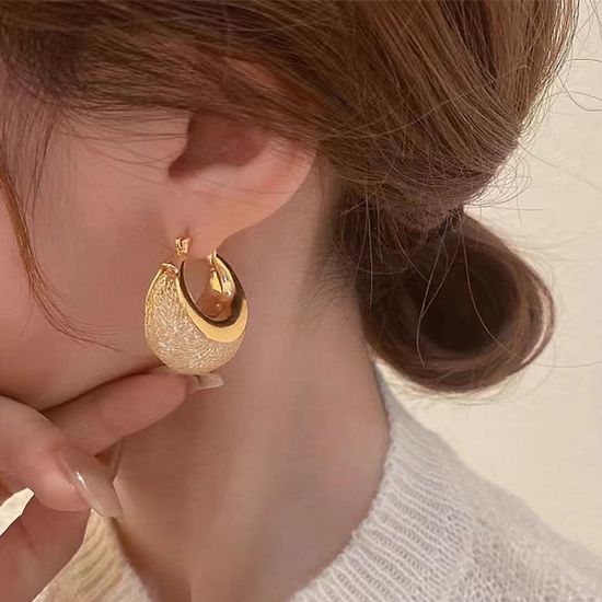 메쉬 큐빅 골드 볼드 링 귀걸이 이어링 패션 귀고리