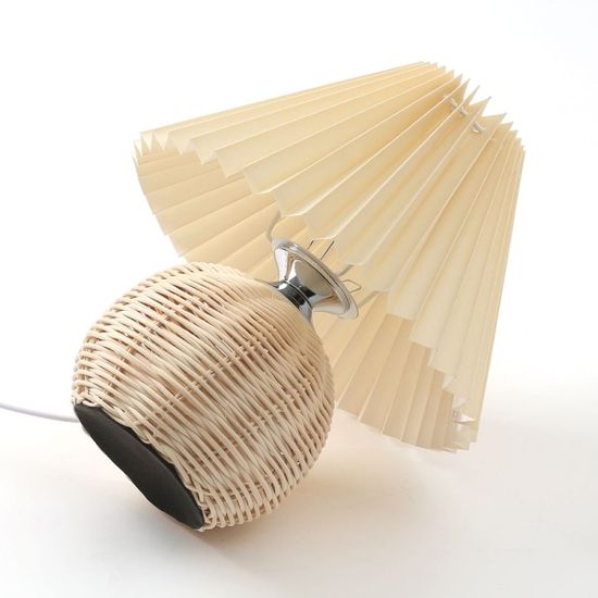 라탄무드 밝기조절 테이블 스탠드 플리츠 베드 램프