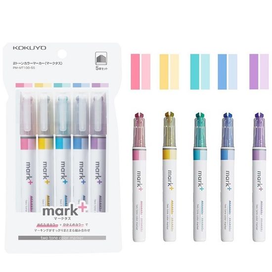 고쿠요 마크타스 트윈/투톤 파스텔 형광펜 5색세트
