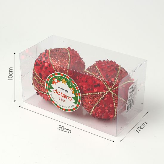 [도토로]루비레드 글리터 장식볼 2p(10cm) (세로스팽