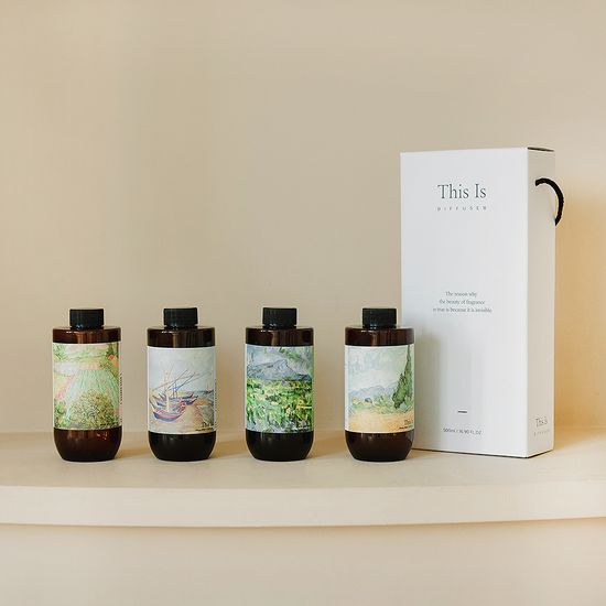 명화 오브제 대용량 디퓨저 500ml 4개(선물박스+조화)