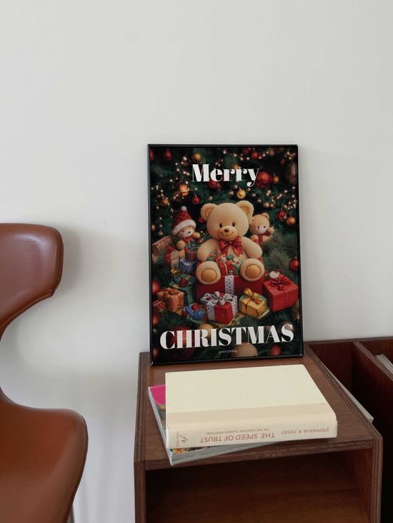 크리스마스 포스터 테디베어 선물박스 포스터
