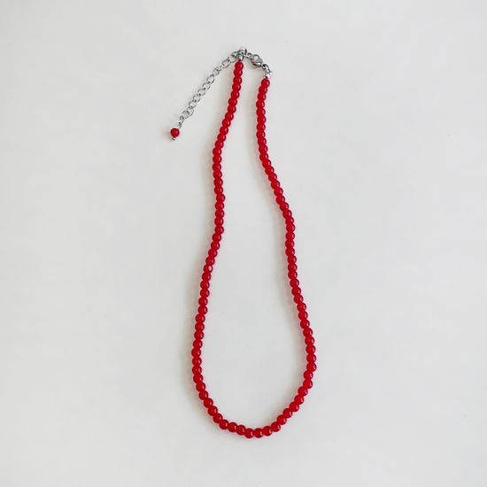 레드 원석 비즈 목걸이