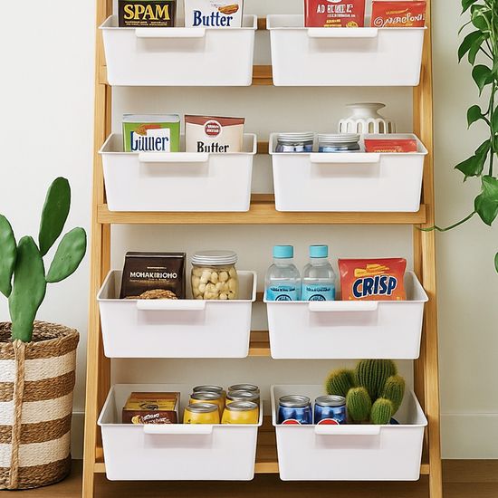 리빙 그립 바스켓 L 4P 손잡이 정리함