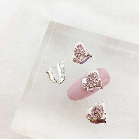 Woman bonita nail parts 큐빅메탈 핑크나비 1개