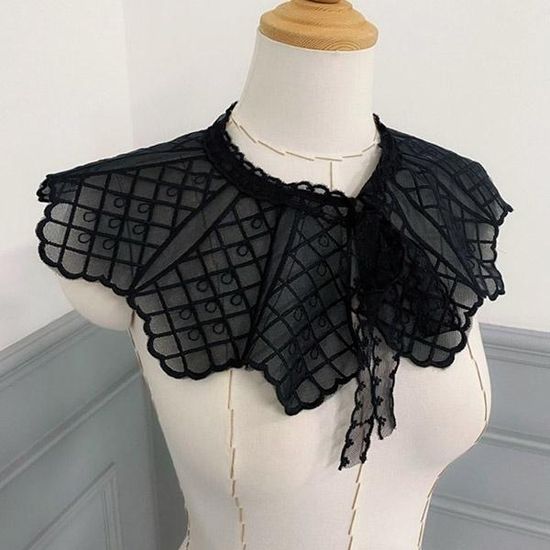 [애슬릿]여성 와플 망사 레이어드 목 카라 케이프