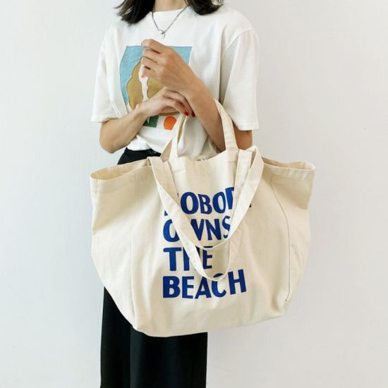 노바디 레터링 에코백 캔버스숄더백