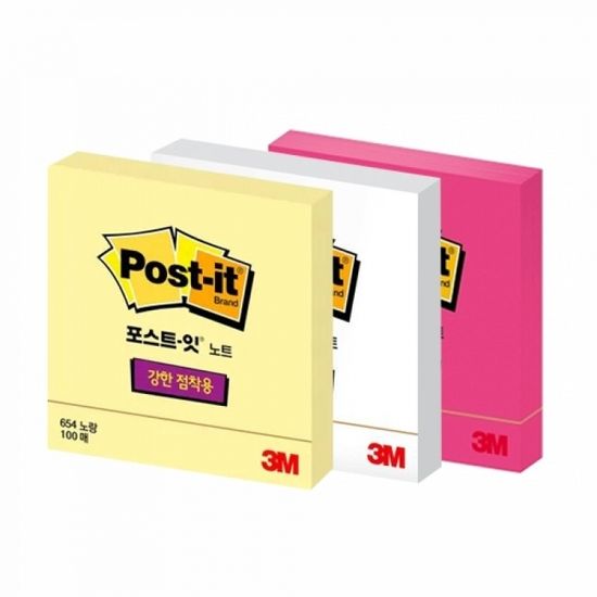3M 포스트잇 654 강한 점착용 노트 90매 (76*76mm)
