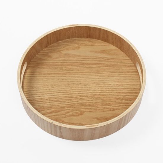 키친드 손잡이 원형 우드트레이 홈카페 나무쟁반