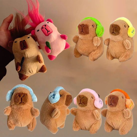 큐트 귀마개 머리카락 카피바라 인형 키링 커플 선물