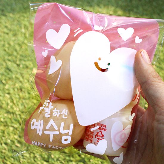 부활절 달걀 2구 접착비닐 (100개, 4종set)_BF