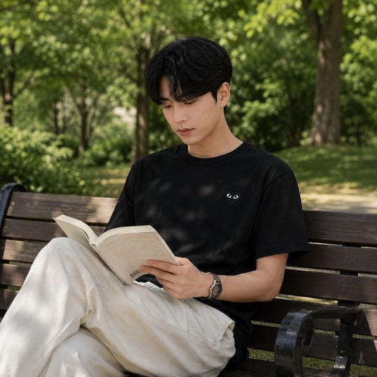 꼼데가르송 블랙와펜 라운드 반팔티셔츠
