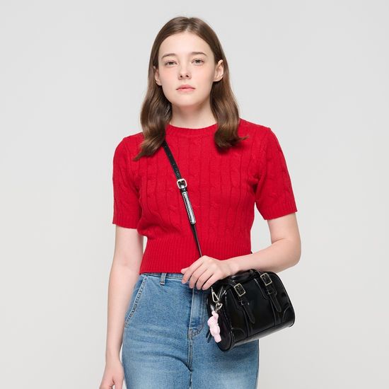 글로시 라운드스퀘어 크로스 앤 토트백 (블랙)