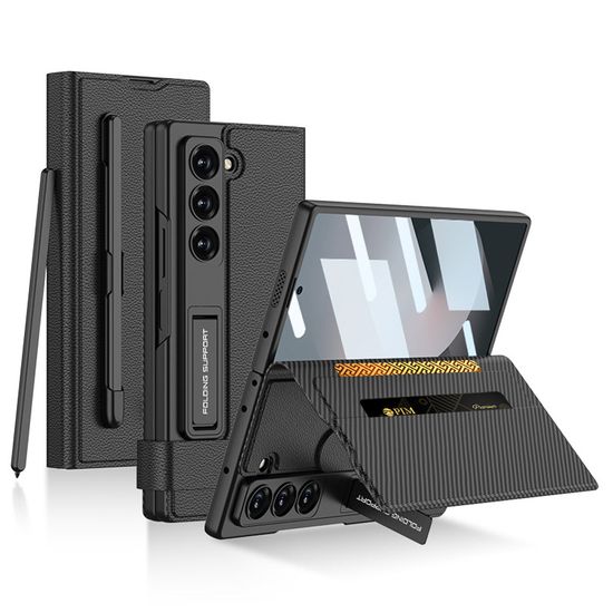 갤럭시z폴드6 마그네틱 가죽 플립 펜수납 카드 케이스