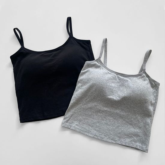 [1+1] 데일리 캡내장 크롭 끈나시 3color