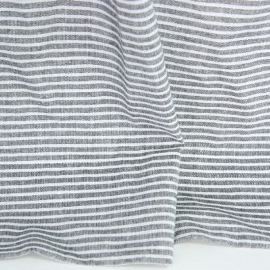 그레이 스트라이프 면린넨 데코커튼