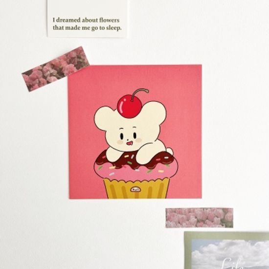 다다곰 체리컵케이크 일러스트 양면 엽서