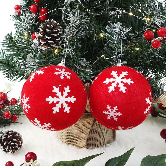 [도토로]핫레드 장식볼 2P(10cm) (눈결정)