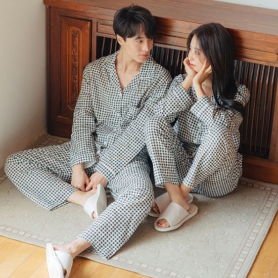 (빅사이즈 가능)기획 순면 체크 잠옷 파자마