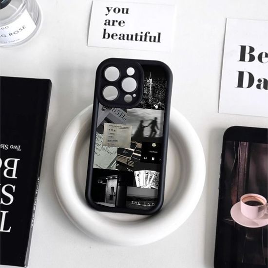 아이폰 15 14 13 12 블랙 화이트 감성 실리콘 케이스