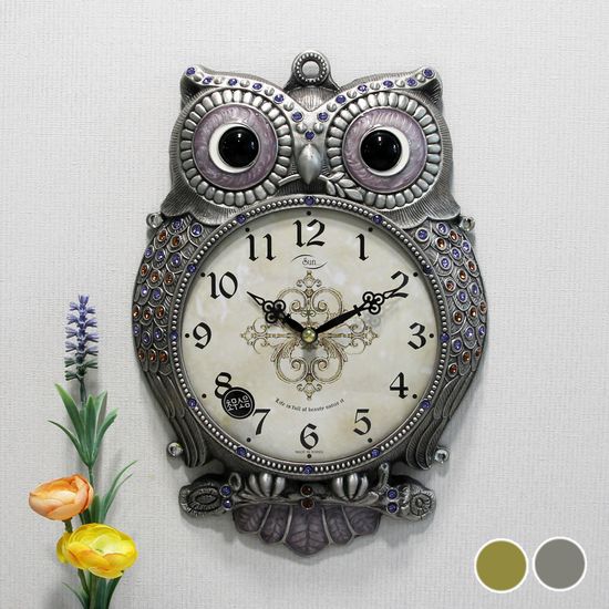 무소음 행운 복부엉이 주물 벽시계 HSA-643