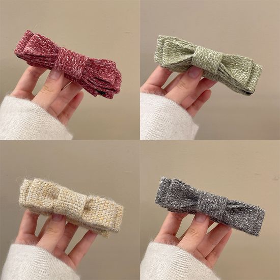 러블리 니트 트위드 리본 헤어 클립핀 집게핀 패션 삔