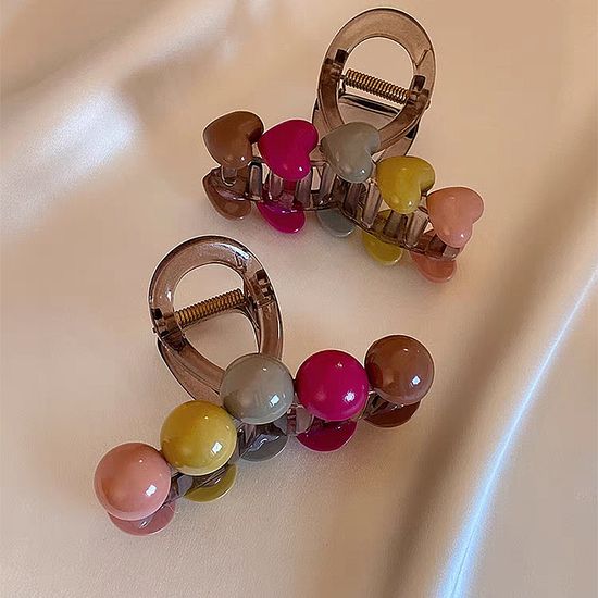 예쁜 캔디 하트 동글 왕볼 집게핀 여름 헤어 머리 삔