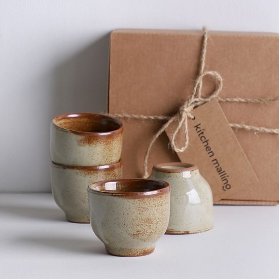 [선물포장] 마루 분청 국산 도자기 소주잔 60ml 4p