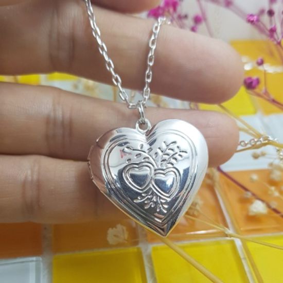 사진목걸이 더블하트 로켓펜던트