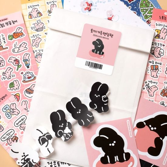 데이오브흔흔 검은토끼 리무버블 스티커 2종세트(4매)