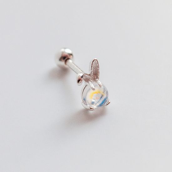 실버925 문스톤 토끼 피어싱