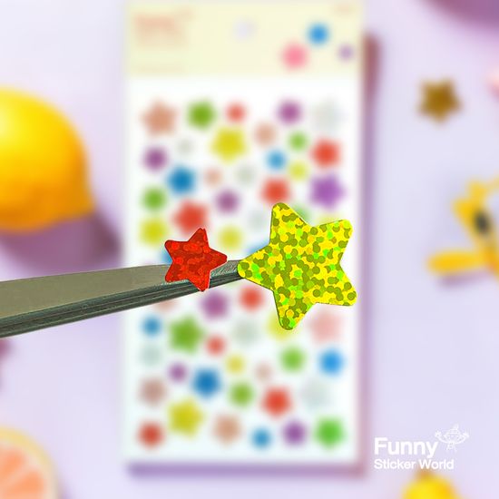 퍼니스티커 80-21H 컬러 별 홀로그램 스티커
