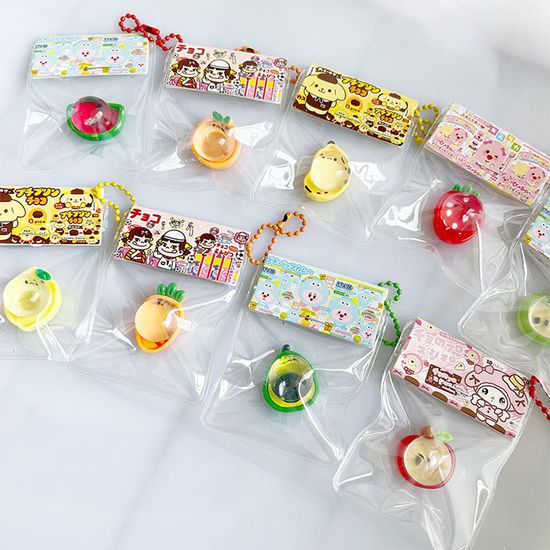 pvc백 귀여운 과일 어항 물고기 말랑이 키링 피젯토이