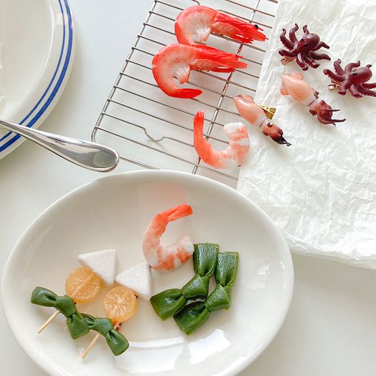 해산물 음식 헤어핀 머리핀 악세사리 선물 6종