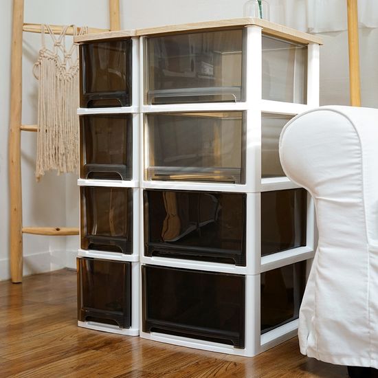 어반 우드상판 슬림 서랍장 4단 틈새 수납장 정리함