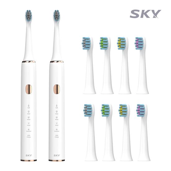 [1+1]스카이 5단 음파 진동 전동 칫솔+칫솔모5개입